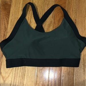 Green and black sports bra